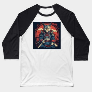 Cat Samurai Baseball T-Shirt